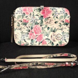OrYany Pink & Cream Floral Leather Crossbody Bag